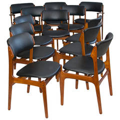 Set of 12 Danish Teak Dining Chairs by Erik Buck