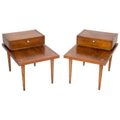 Pair of Walnut Mid Century End Tables - American of Martinsville