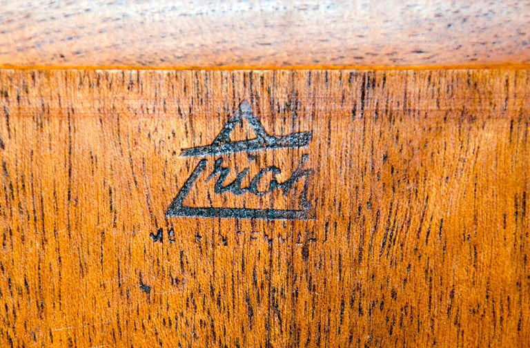 Teak Danish Modern Coffee Table Caned Shelf