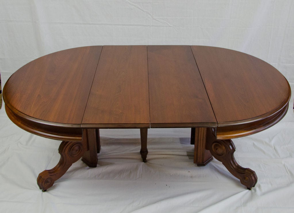19th Century American Victorian Walnut Dining Table 2