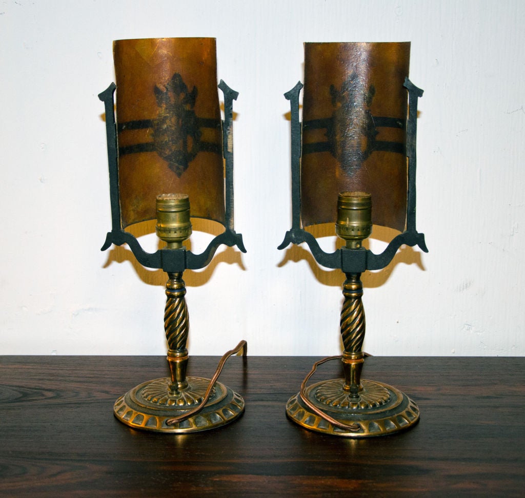 Brass Pair of Art Deco Mantel/Vanity Lamps