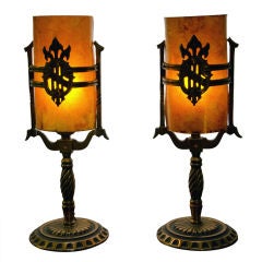 Vintage Pair of Art Deco Mantel/Vanity Lamps