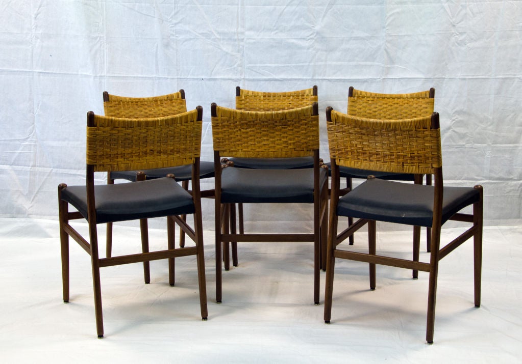 Danish Dining Chairs with Woven Cane Backs