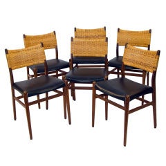Danish Dining Chairs with Woven Cane Backs