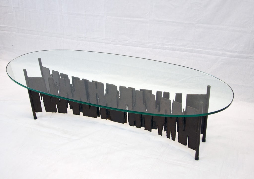 Brutalist Coffee Table Iron/Glass
