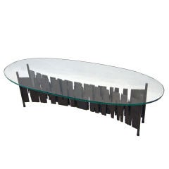 Brutalist Coffee Table Iron/Glass