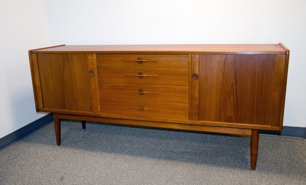 Mid Century Danish Teak Tambour Credenza