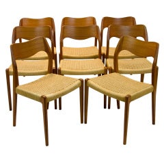 Eight Moller Teak Dining Chairs #71