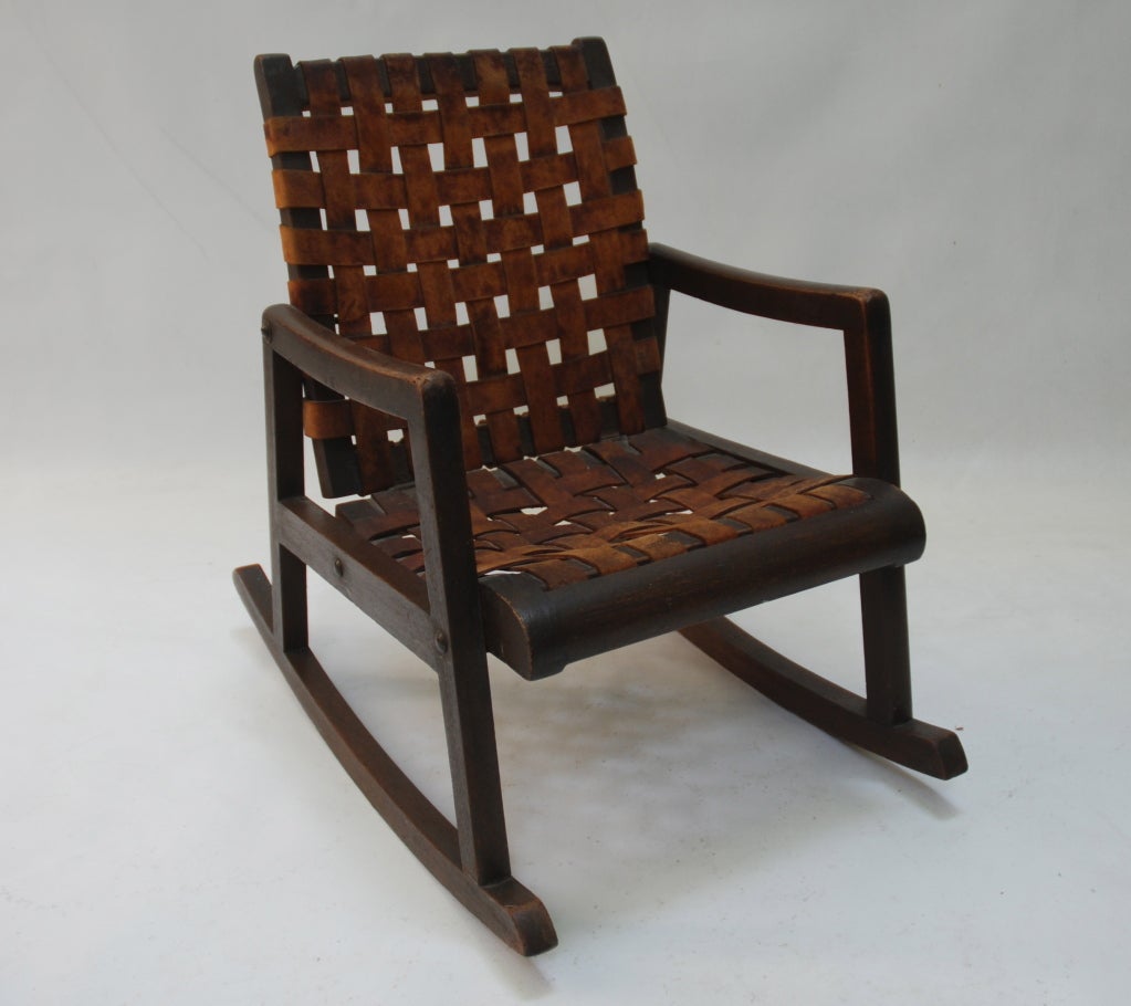 Mahogany and leather rocking chair