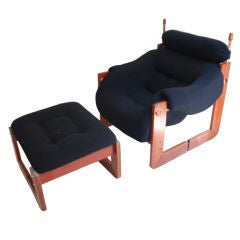 Sergio Rodrigues arm sofa and ottoman.