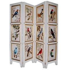 Rangel's workshop Folding Screen painted with birds