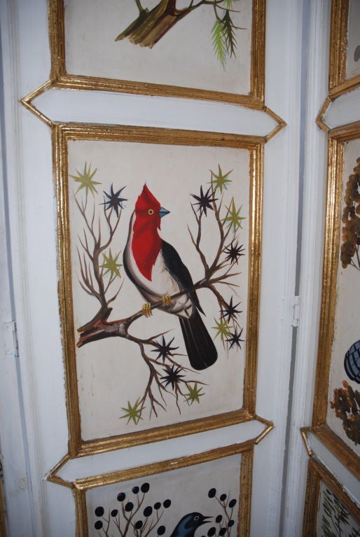 Rangel's workshop Folding Screen painted with birds For Sale 1