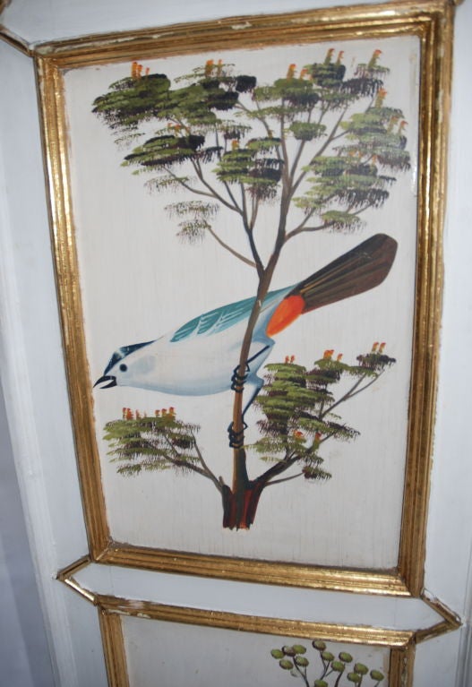 Rangel's workshop Folding Screen painted with birds For Sale 2