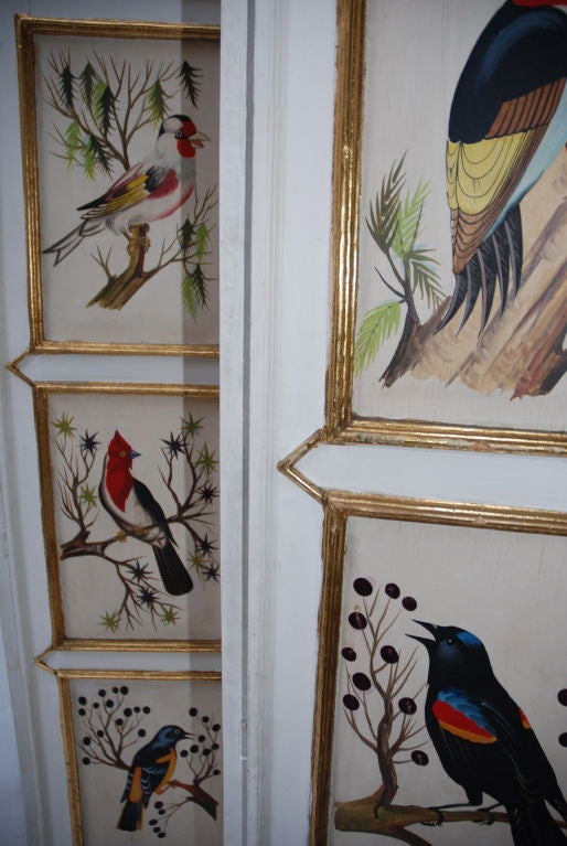 Rangel's workshop Folding Screen painted with birds For Sale 6