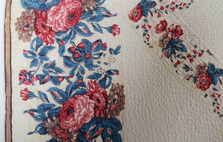 19th Century Chintz Applique Broderie Perse Quilt