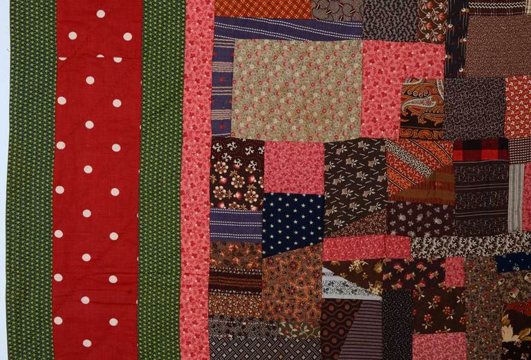 Cotton Crazy Quilt In Excellent Condition For Sale In Darnestown, MD