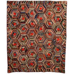 Wool Spiderweb Log Cabin Quilt 11