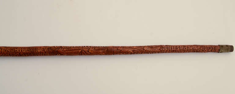 American Thomas Jefferson Crannock Carved Cane For Sale
