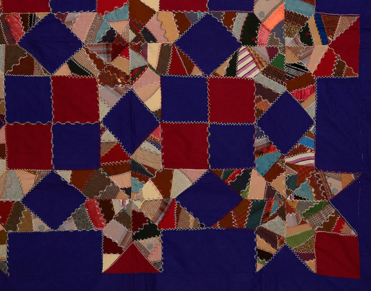 Patchwork Mennonite Touching Stars Quilt For Sale