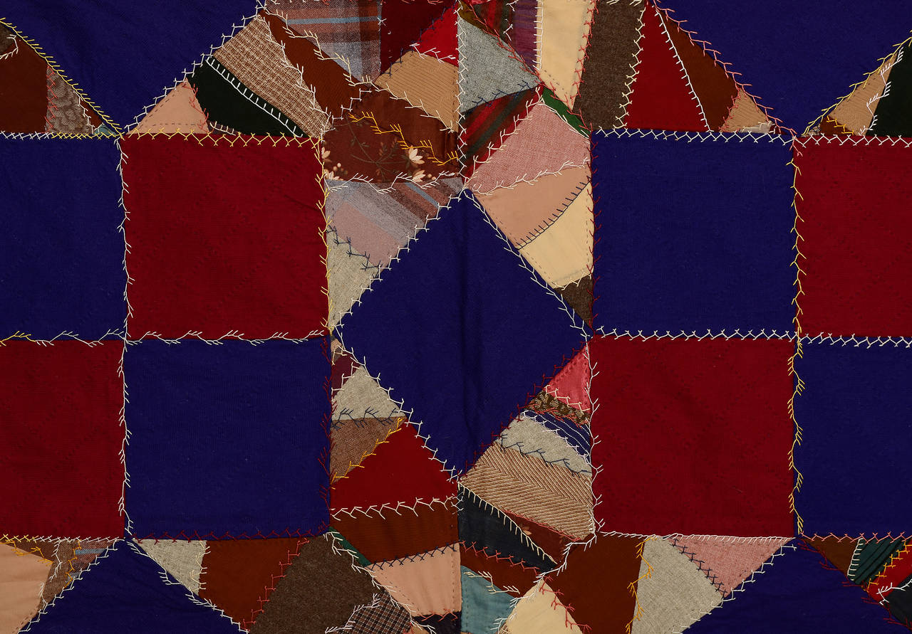 Mennonite Touching Stars Quilt In Excellent Condition For Sale In Darnestown, MD