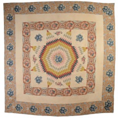 Antique Lone Star Quilt with Chintz Applique