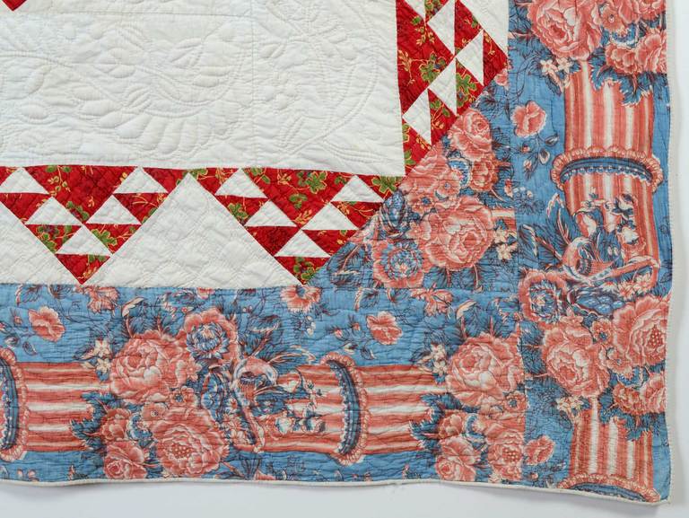 19th Century Nine Patch Quilt with Trapunto