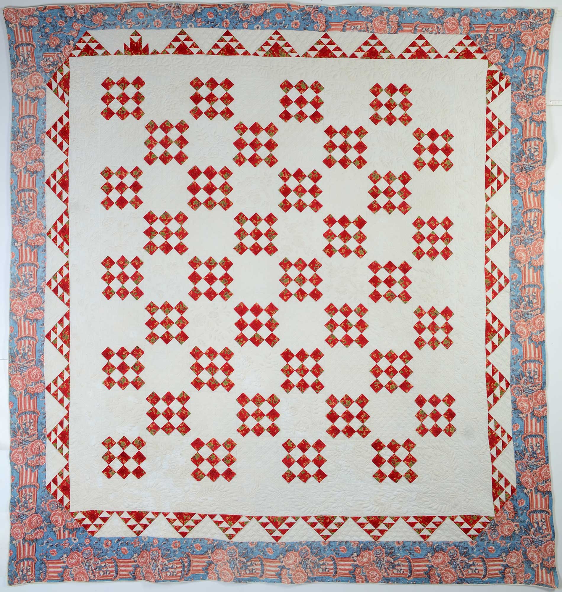Nine Patch Quilt with Trapunto