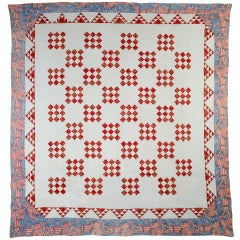 Antique Nine Patch Quilt with Trapunto