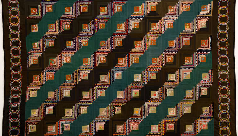 American Straight Furrows Log Cabin Quilt