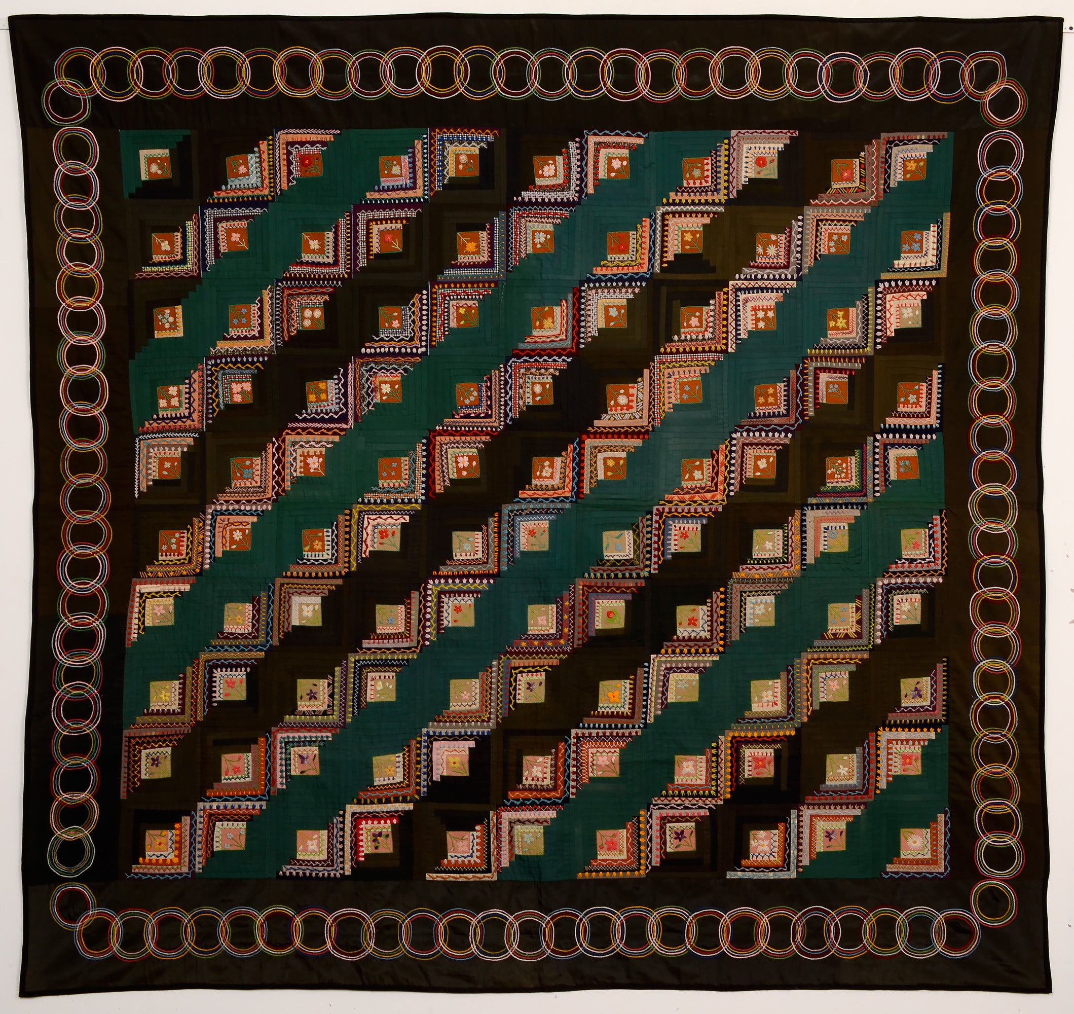 Straight Furrows Log Cabin Quilt