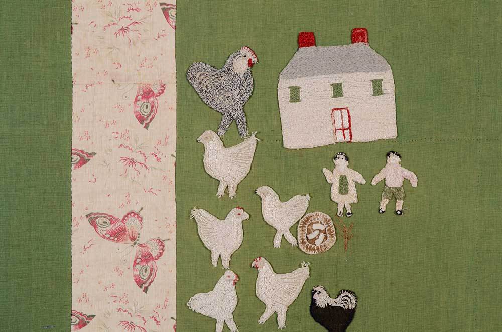 Farm Scene Crib Quilt In Excellent Condition In Darnestown, MD