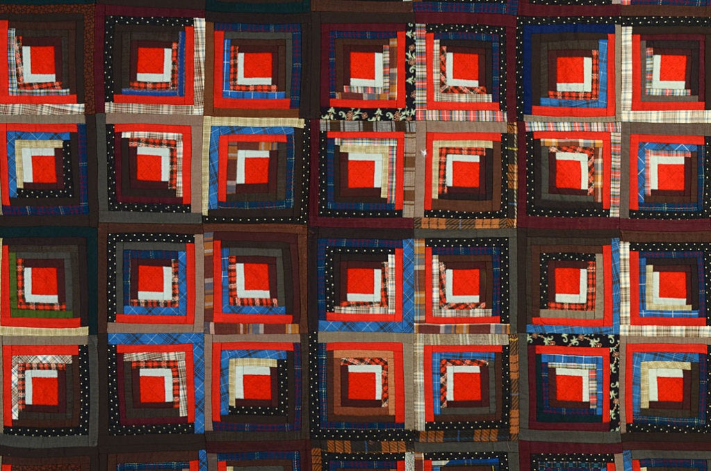 American Light and Dark Log Cabin Quilt