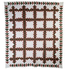 Antique Irish Chain Quilt with Wild Goose Chase bORDER