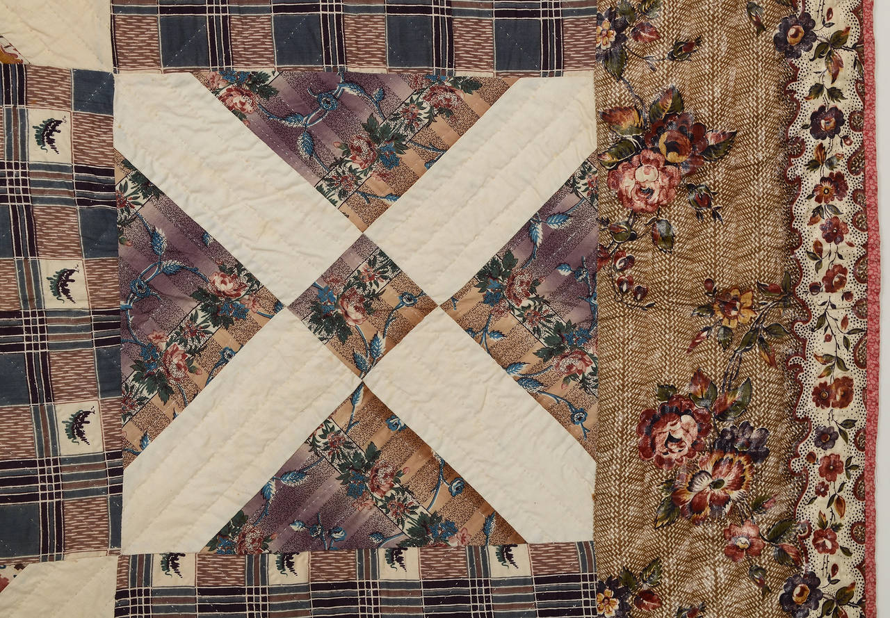 Altitalienischer Block Chintz Quilt (Abgesteppt)