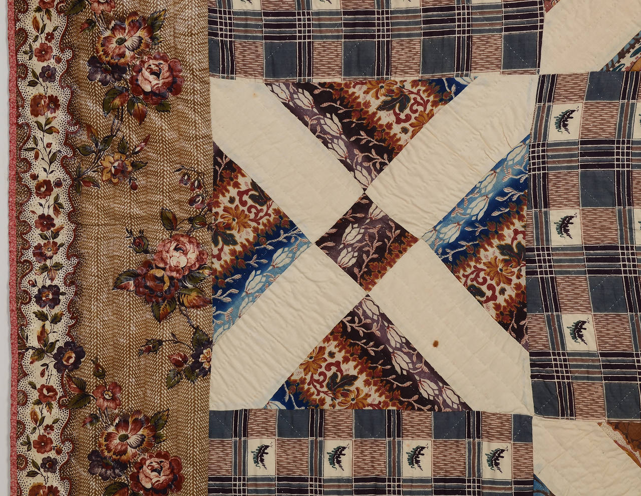 Altitalienischer Block Chintz Quilt im Zustand „Hervorragend“ in Darnestown, MD