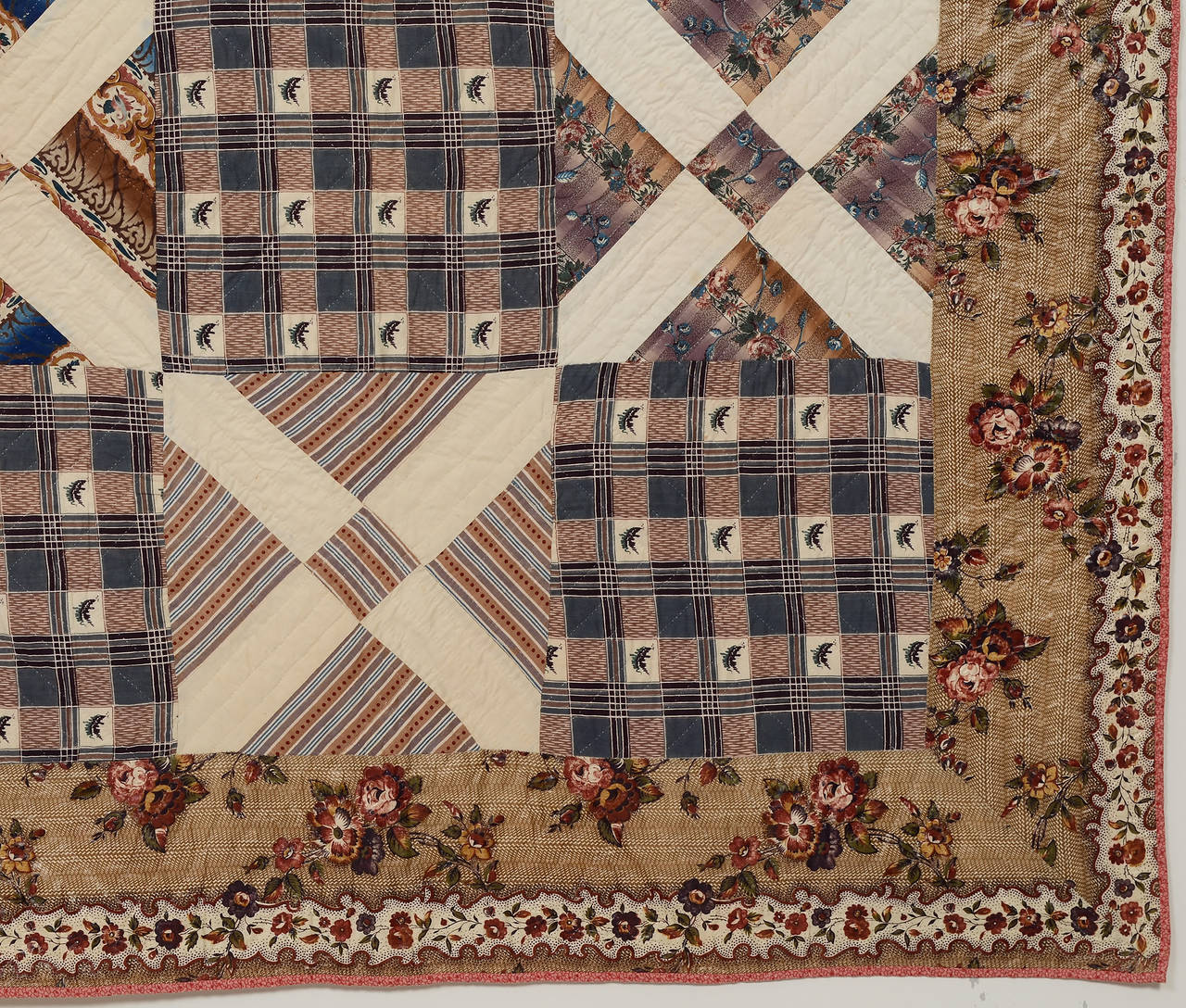 Altitalienischer Block Chintz Quilt (Mittleres 19. Jahrhundert)