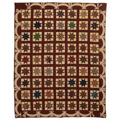 Lemoyne Stars Quilt with Swag and Bow Border