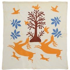 Stag and Hounds Folk Art Quilt