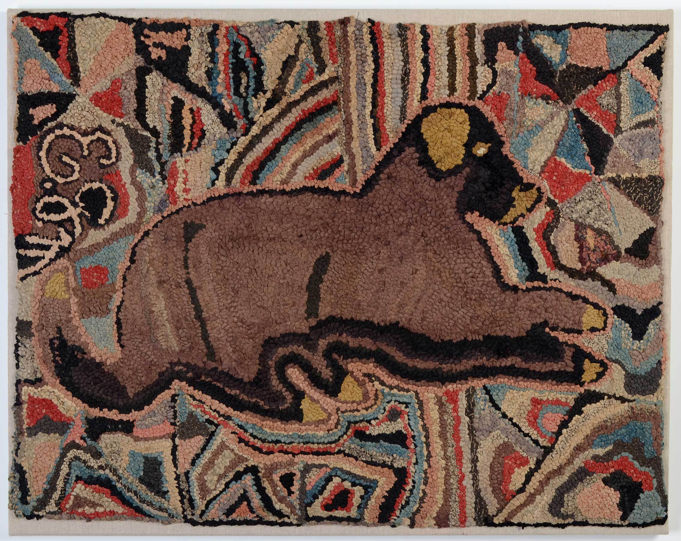 Recumbent Dog Hooked Rug For Sale