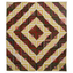 Antique Barnraising Log Cabin Quilt with Nine Patch Centers