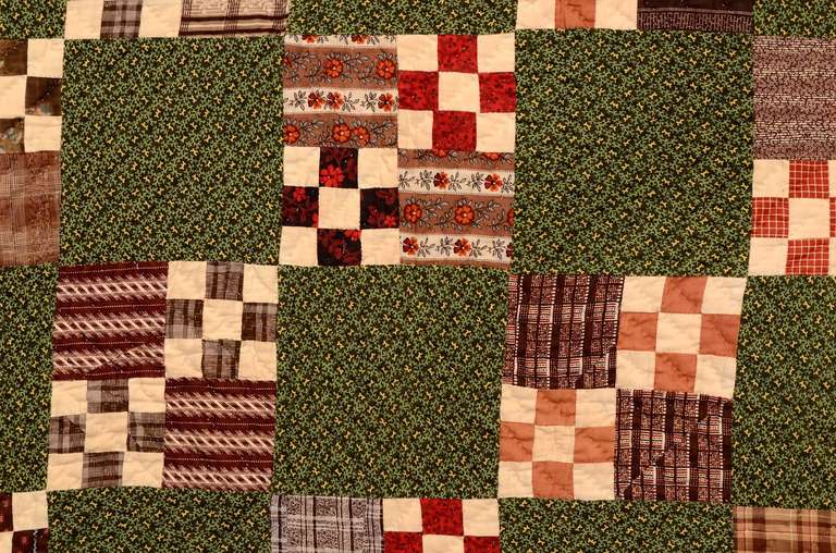 Nine-Patch in Four-Patch Quilt In Good Condition In Darnestown, MD