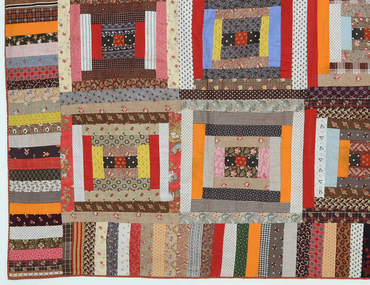 American Courthouse Steps Log Cabin Quilt For Sale