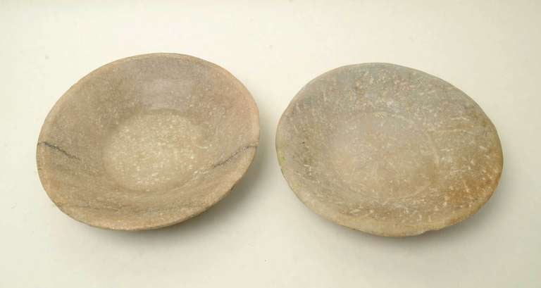 Pair of hand carved soapstone bowls measure 10 1/4