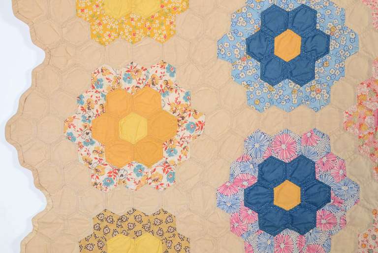 Cotton Grandmother's Flower Garden Quilt