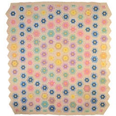 Vintage Grandmother's Flower Garden Quilt