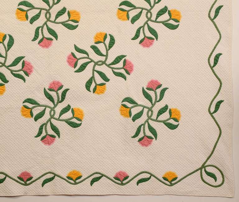 American Crossed Flowers Applique Quilt