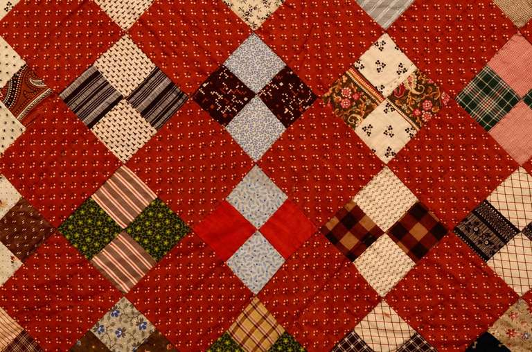 Four Patch Quilt In Excellent Condition In Darnestown, MD