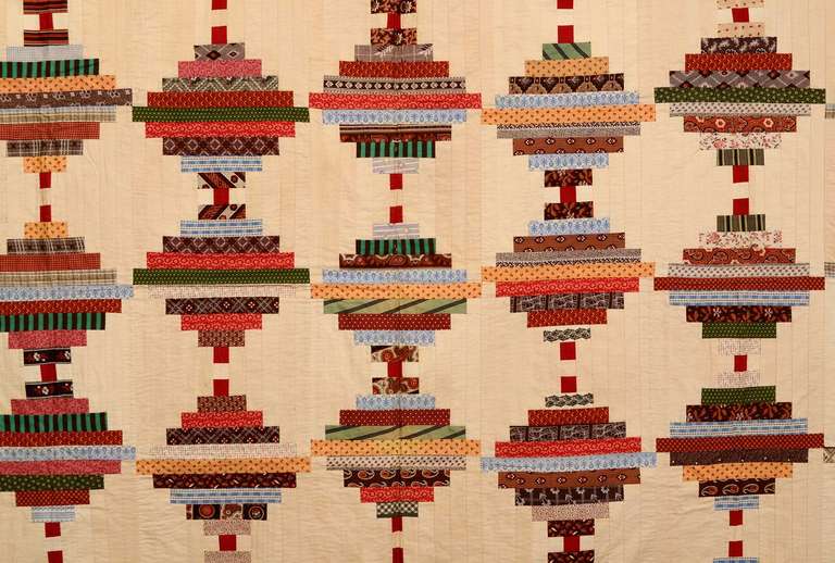 Courthouse Steps Log Cabin Quilt In Excellent Condition In Darnestown, MD