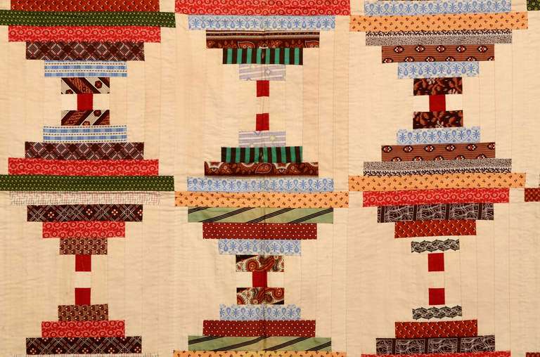 19th Century Courthouse Steps Log Cabin Quilt