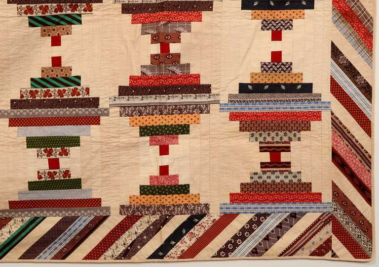 Cotton Courthouse Steps Log Cabin Quilt